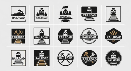 Collection of railroad logos and emblems for design. © Dolar