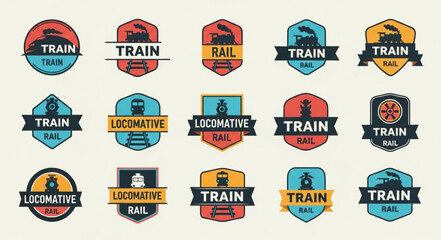 Collection of vintage train and locomotive emblems and badges. © Dolar