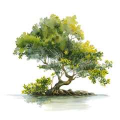 watercolor of Mangrove Tree, vector, isolated on a white background. © F-ART