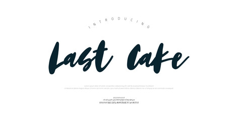 Last Cake, Script premium luxury elegant alphabet letters and numbers. Elegant wedding typography classic serif font decorative vintage retro. Creative vector illustration  © Gizmo Design