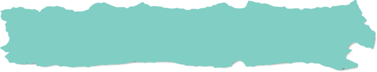 Fototapeta premium Teal torn paper strip banner with ragged edges