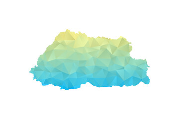 Obraz premium Bhutan Map - Polygon Style Vector Illustration in Blue and Yellow Gradient, Low Poly Geometric Design, Isolated on White Background for Infographics and Projects.