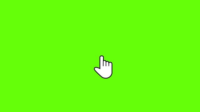 Animated Hand Cursor Click - Mouse Pointer Finger Press Button Call to Action Green Screen Overlay