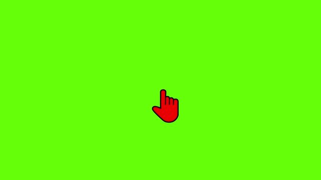 Animated Hand Cursor Click - Mouse Pointer Finger Press Button Call to Action Green Screen Overlay