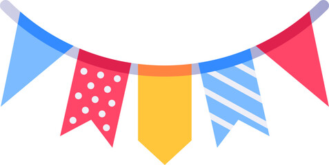 Fototapeta premium Colorful party bunting flags decorating for celebration event