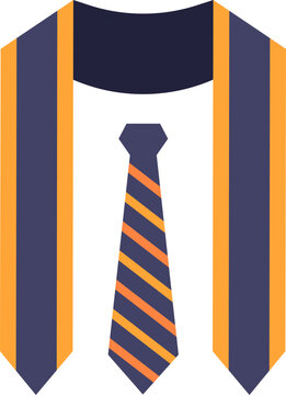 Graduation stole and striped tie icon set