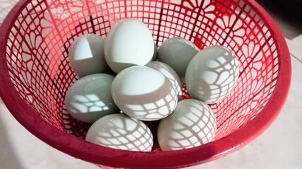 Basket of duck eggs