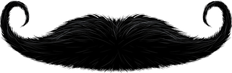 Black handlebar moustache representing retro fashion style