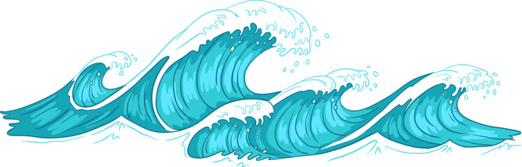Ocean waves crashing, creating water splashes © Tartila