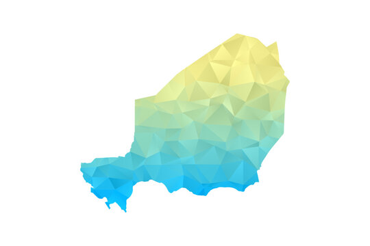 Niger Map - Polygon Style Vector Illustration in Blue and Yellow Gradient, Low Poly Geometric Design, Isolated on White Background for Infographics and Projects.