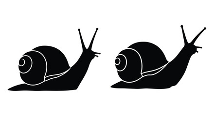 Two black snails crawl forward a striking graphic silhouette © MDHANZALA
