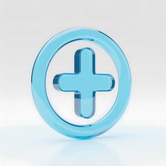 Fototapeta premium Blue plus sign inside circle
