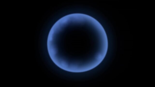 Blue smoke ring portal animation on black background, glowing plasma energy arch with mystical fog for sci-fi and fantasy 