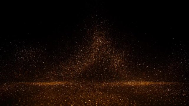 Golden specks falling on a flat surface against a dark background image