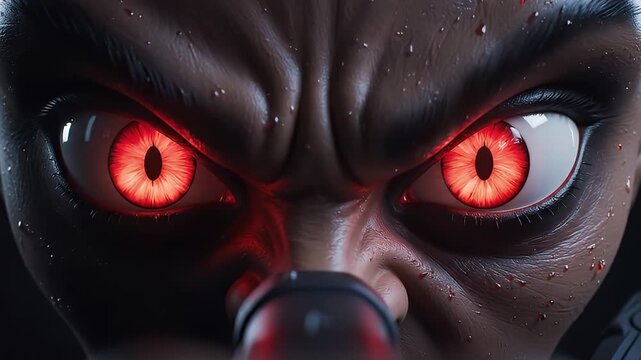 Menacing Alien Face with Glowing Eyes.
