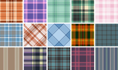 Home textile plaid bundle created for professional decor projects. The pack supports upholstery, blankets, and cozy soft furnishings. Vector clarity ensures crisp design.