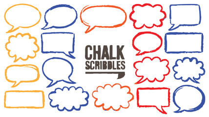 Fototapeta premium Chalk Speech Bubbles A Collection of Hand-Drawn Communication Icons