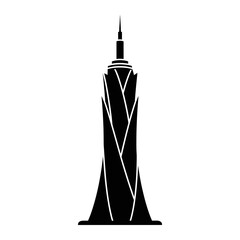 Fototapeta premium A black and white image of a tall building