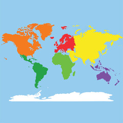Multi-coloured World Map Illustration &ndash; Flat Global Map Vector