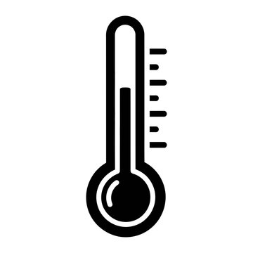 A black and white icon of a thermometer