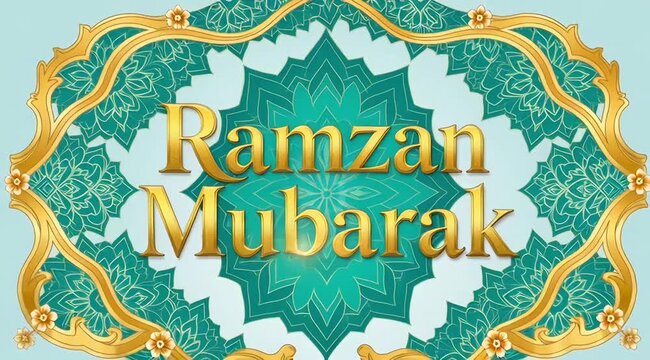 Ramzan Mubarak elegant greeting card with ornate gold design