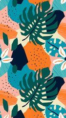 Tropikalny wzór, deseń - grafika wektorowa, projekt © polanski.portfolio