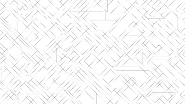 Abstract geometric pattern with intersecting lines and shapes on a white background, creating a sense of complexity and order.