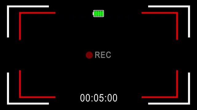 Clean camera screen with running timecode and static indicators. Seamless loop recorder overlay. Ideal for editing and cinematic video projects.
