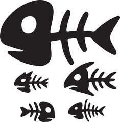 Isolated fish bone icon, silhouette Fish skeleton vector design illustrator