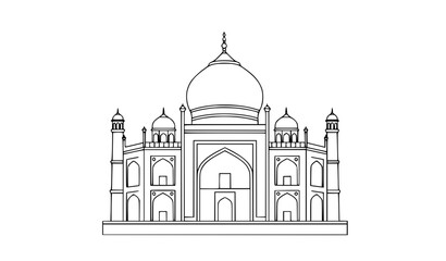 Minimal Mughal style dome monument outline vector illustration isolated on white background © MD