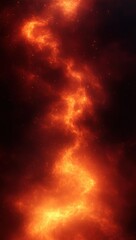 Fototapeta premium fiery vertical column of glowing orange-red gas and scattered stars evoking intense dramatic cosmic energy and awe