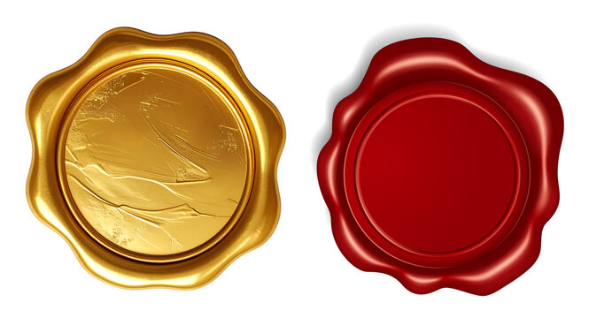 Wax Seal Stamp, Red and Golden Png