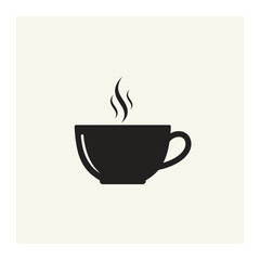 Obraz premium A simple black silhouette of a steaming cup of coffee