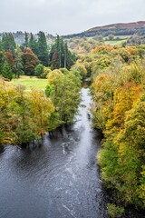 Autumn colors over Llyn Brianne Dam and Reservoir, Lake Vyrnwy, Powys, Wales, UK