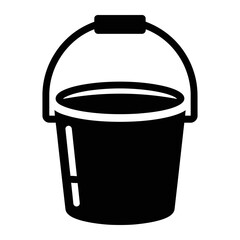 A black and white icon of a bucket © adobestock