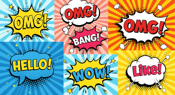 Comic book expressions, wow, omg