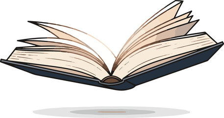 An open book with pages turning upwards on a white background © Freelancer  