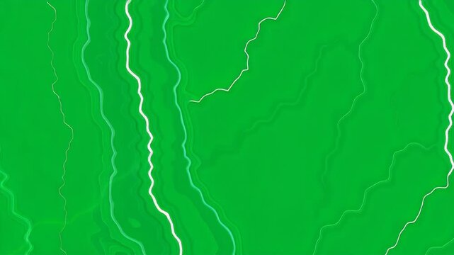 A strikingly lifelike simulation as animated lightning strikes concept. Abstract green topographic map background with white contour lines and smooth terrain shapes