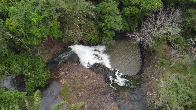 Aerial Drone Footage of Chorro Quebrado Waterfall in La Chorrera Panama Tropical Nature Landscape, Cinematic aerial drone footage of Chorro Quebrado waterfall located in La Chorrera, Panama.