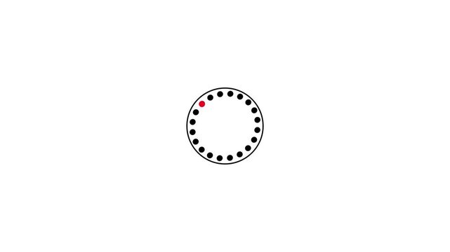 Circle of black dots with one red dot on a white background Keywords: circle, dots, black, red, single, unique, different, standout, highlight, emphasis, focus, attention, contrast, pattern