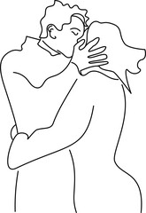vector illustration of a romantic couple kissing