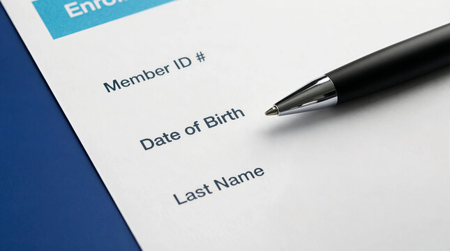 Pen on Application Form: Registering Personal Data for Membership & Enrollment. Identity & Privacy Concept.