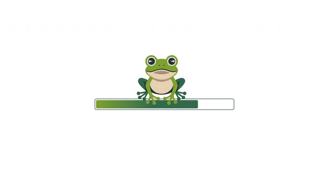 Cute Frog Loading Progress Bar Animation &ndash; Cartoon Icon, Website Interface, Status Indicator