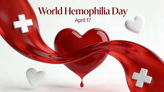 The blood heart shape, cross, and heart element represent the scenes of hemophilia medical protection, humanistic care, and World Hemophilia Day science popularization and promotion.
