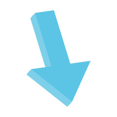 3D Icon Down Arrow Download Direction Navigation Symbol Isolated High Quality Render Transparent Background