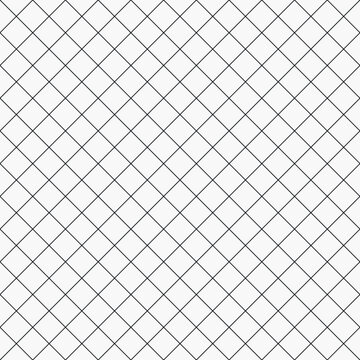 Seamless diamond grid pattern with monochrome geometric rhombus lines. Minimalist diagonal cross lattice vector background