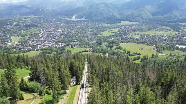 Aerial view of Gubalowka Funicular Railway in Zakopane, Poland