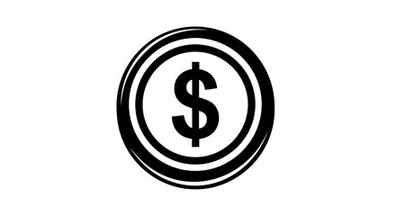 Obraz premium Black and white dollar coin icon representing currency, finance, payment, and wealth. Vector illustration for business and money concepts.