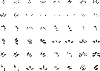 手書きの気づき・リアクションあしらいセット　黒　イラスト素材