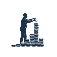 Man in Suit Stacking Coins Neatly. © amirhamzaaa